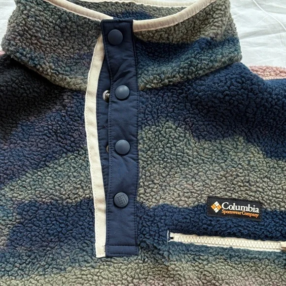 Columbia Helvetia II Women’s Small Printed Cropped Quarter Snap Sherpa Fleece - Picture 10 of 10